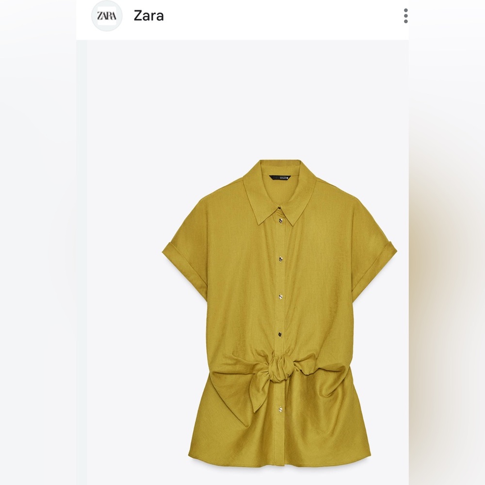 Zara NWT linen knot Button-Up Top